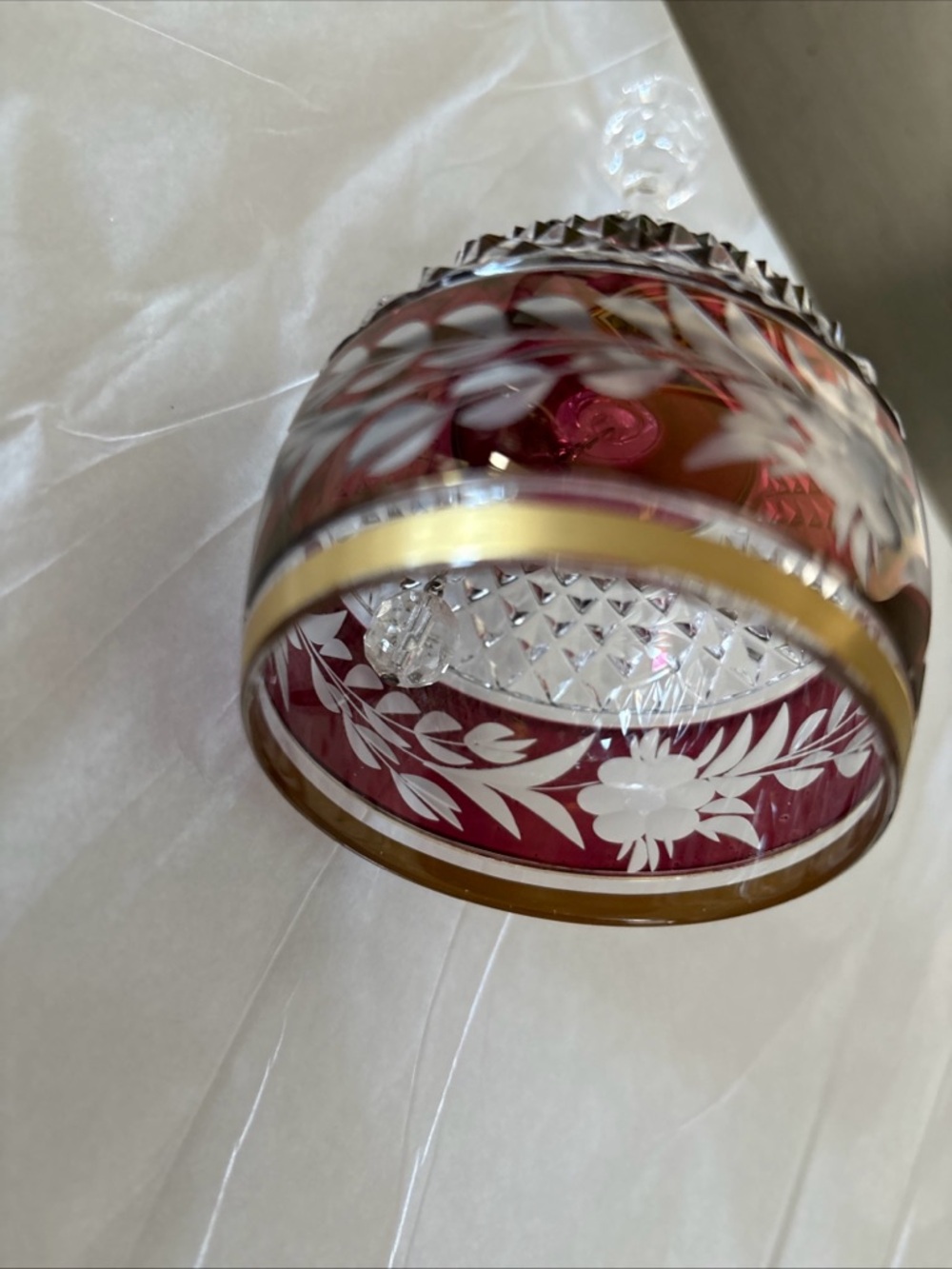 Vintage Golden Crown HandCut Cranberry Lead Crystal E&R Bell Purple/Pink Germany - Picture 11 of 13